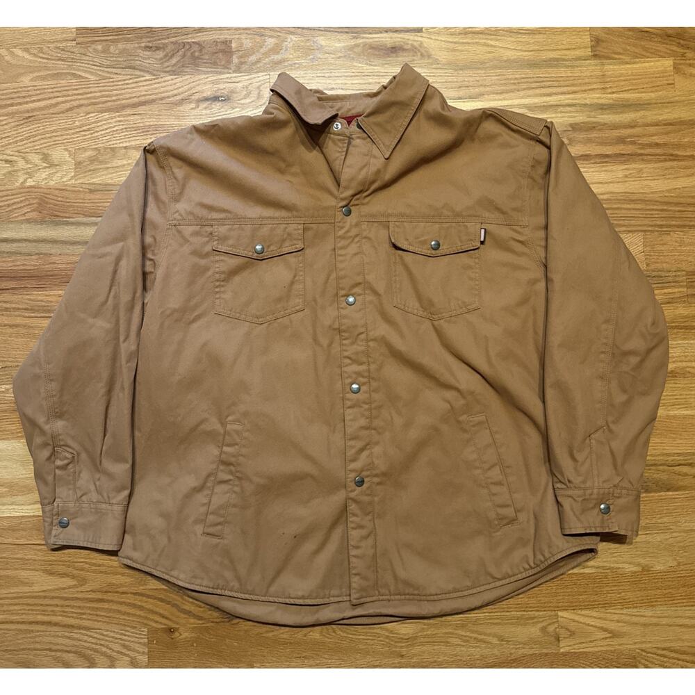 Craftsman Canvas Fleece Lined Chore Work Coat Zip Snap 5 Pockets Men's XXL 2XL